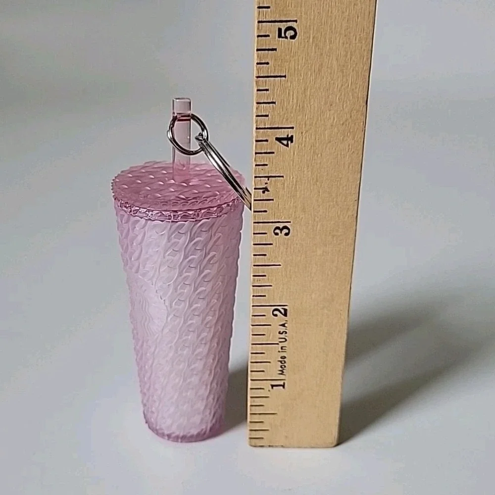 Starbucks Matte Pink Soft Touch Cold Cup Tumbler Keychain Charm Ornament 2024‎